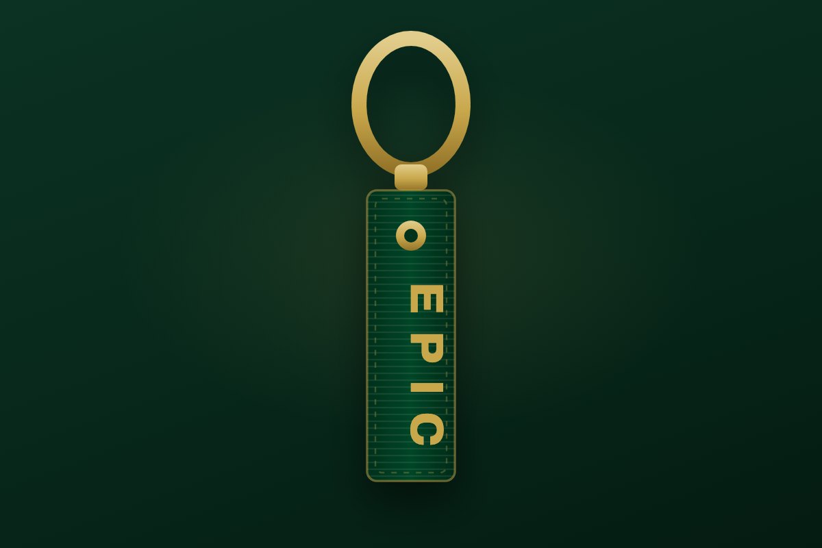 The EPIC band — woven Court Green strap with brass snap and gold carabiner