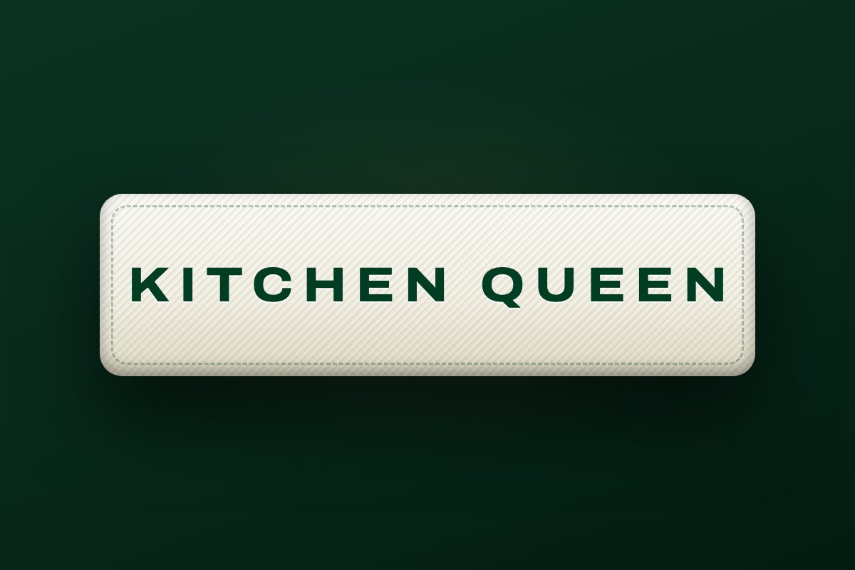 Kitchen Queen tag — cream