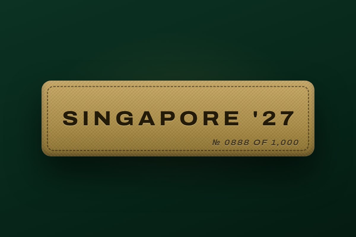 Singapore '27 premium embroidered tag, numbered